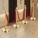 VEVOR barjeras stabi 4 gab., rindas organizēšanas sistēma ar 3 sarkanām samta virvēm, zelta nerūsējošā tērauda stabi ar smiltīm pildāmu pamatni, piemēroti teātriem, pasākumiem, kāzām un izstādēm