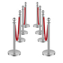 VEVOR barjeras stabi 8 gab., rindas organizēšanas sistēma ar 4 sarkanām samta virvēm, sudraba nerūsējošā tērauda stabi ar smiltīm pildāmu pamatni, piemēroti teātriem, pasākumiem, kāzām un izstādēm