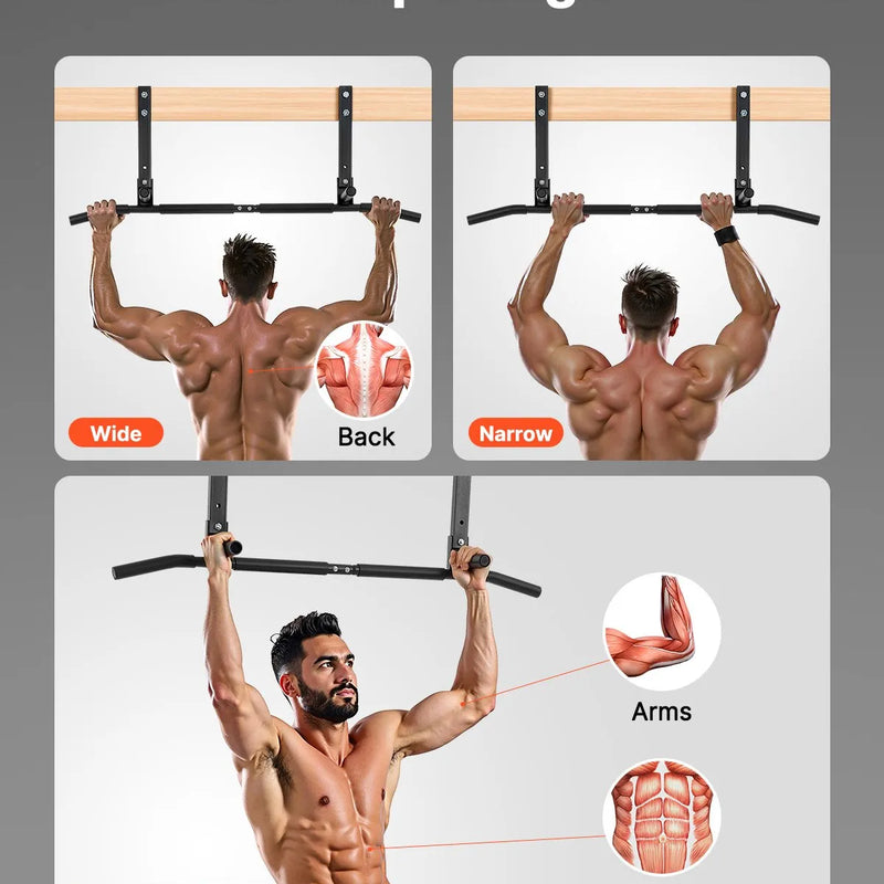 Pie griestiem stiprināms pievilkšanās stienis - montējams pie sijas, izturīgs trenažieris mājas sporta zālei