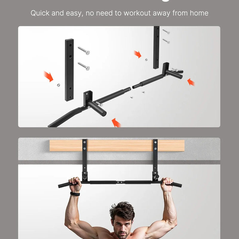 Pie griestiem stiprināms pievilkšanās stienis - montējams pie sijas, izturīgs trenažieris mājas sporta zālei