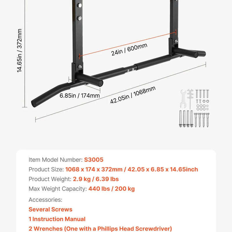 Pie griestiem stiprināms pievilkšanās stienis - montējams pie sijas, izturīgs trenažieris mājas sporta zālei