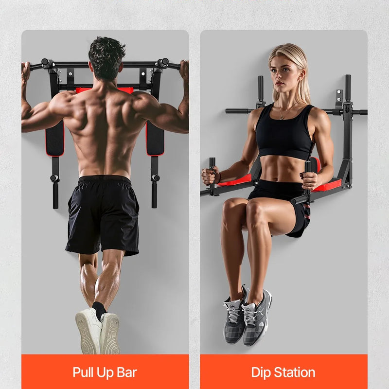 Daudzfunkcionāls pievilkšanās stienis - pie sienas stiprināms pievilkšanās un atspiešanās trenažieris mājas sporta zālei
