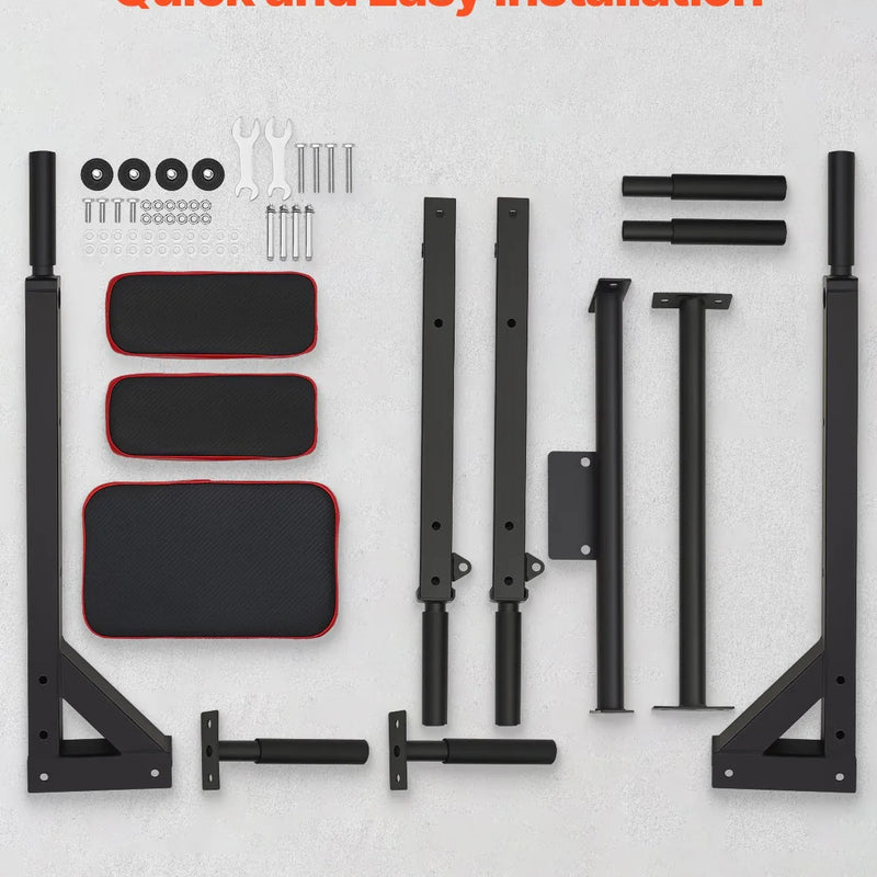 Daudzfunkcionāls pievilkšanās stienis - pie sienas stiprināms pievilkšanās un atspiešanās trenažieris mājas sporta zālei