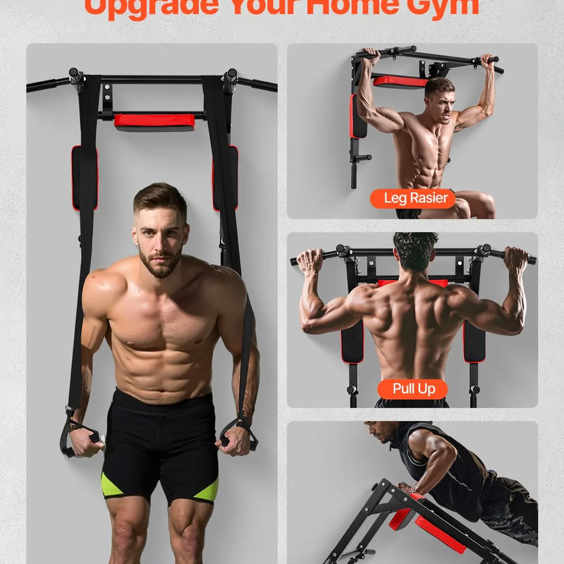 Daudzfunkcionāls pievilkšanās stienis - pie sienas stiprināms pievilkšanās un atspiešanās trenažieris mājas sporta zālei