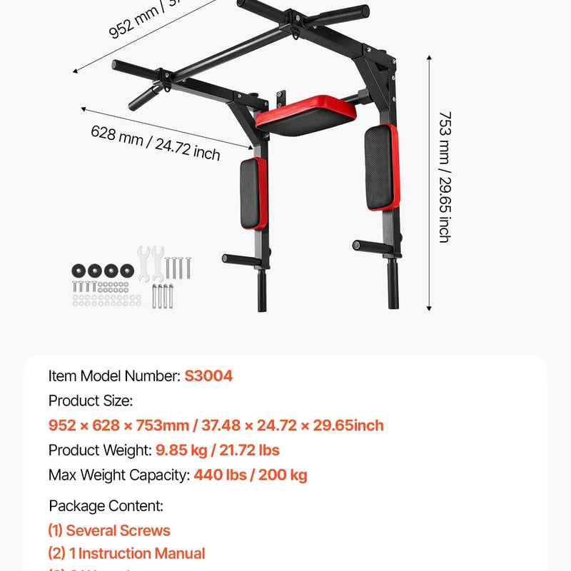 Daudzfunkcionāls pievilkšanās stienis - pie sienas stiprināms pievilkšanās un atspiešanās trenažieris mājas sporta zālei