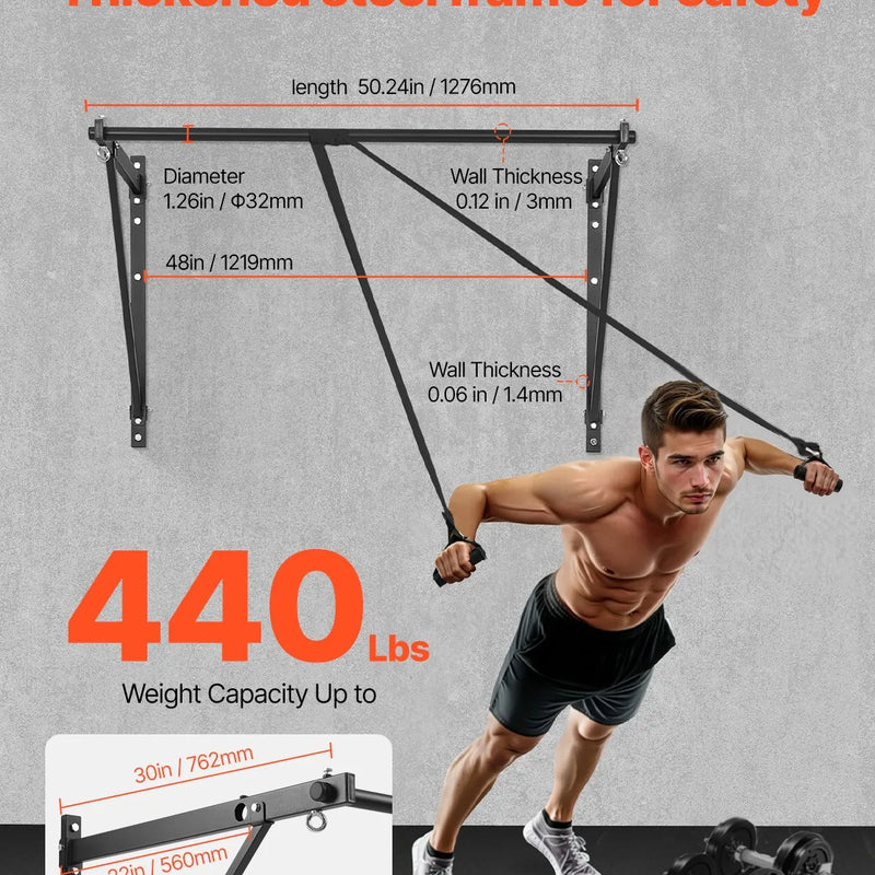 Pie sienas stiprināms pievilkšanās stienis – izturīgs trenažieris mājas sporta zālei ar regulējamu attālumu no sienas