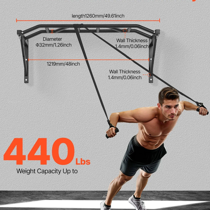 Pievilkšanās stienis ar vairākiem satvērieniem – pie sienas stiprināms, izturīgs trenažieris mājas sporta zālei