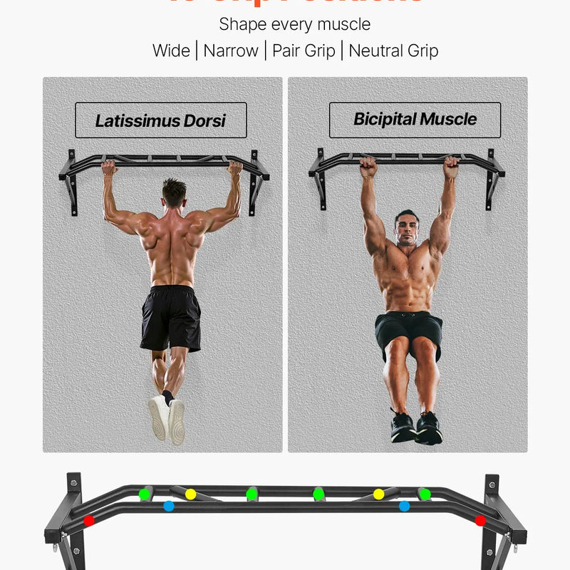 Pievilkšanās stienis ar vairākiem satvērieniem – pie sienas stiprināms, izturīgs trenažieris mājas sporta zālei