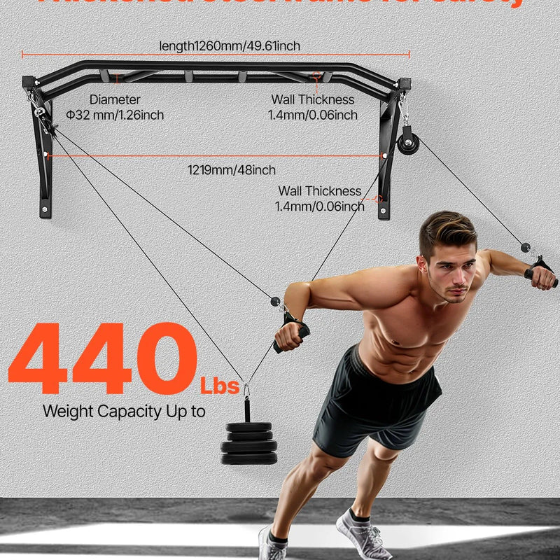 Pievilkšanās stienis ar vairākiem satvērieniem – pie sienas stiprināms, izturīgs trenažieris mājas sporta zālei