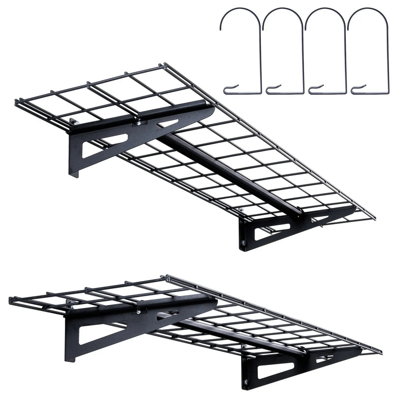 Uzglabāšanas plaukti 2 gab. 122 × 30 cm pie sienas stiprināmi 181 kg, metāla