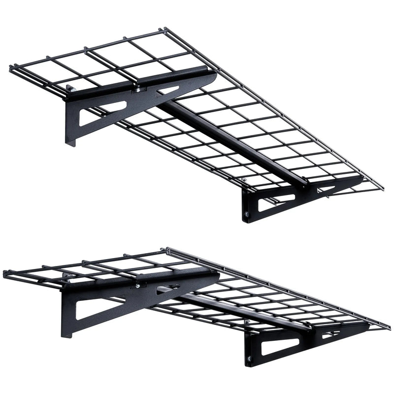 Uzglabāšanas plaukti 2 gab. 122 × 30 cm pie sienas stiprināmi 181 kg, metāla