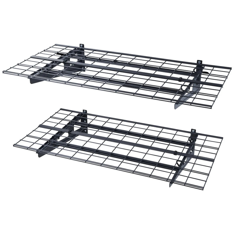 Uzglabāšanas plaukti 2 gab. 122 × 61 cm pie sienas stiprināmi 227 kg, metāla