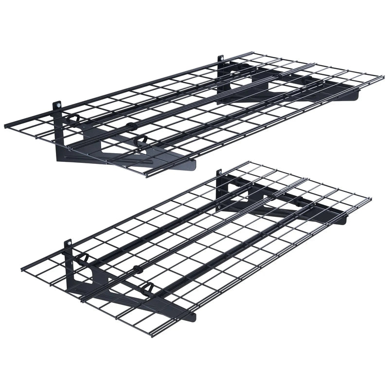 Uzglabāšanas plaukti 2 gab. 122 × 61 cm pie sienas stiprināmi 227 kg, metāla