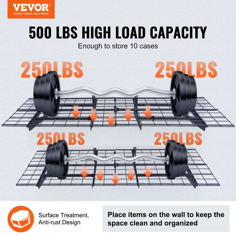 Uzglabāšanas plaukti 2 gab. 183 × 61 cm pie sienas stiprināmi 454 kg, metāla