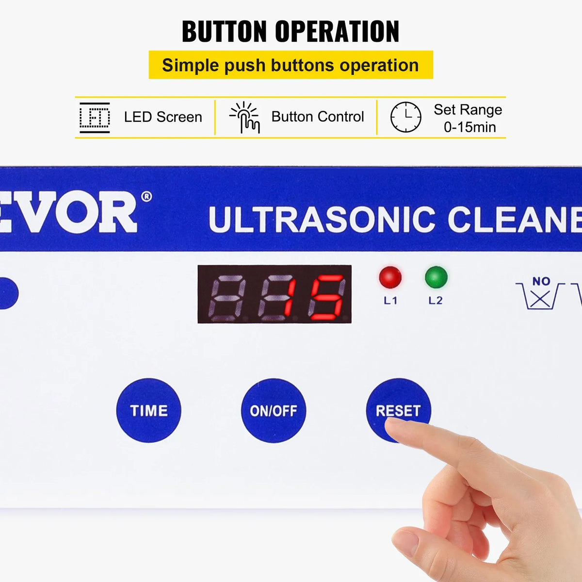 VEVOR 0.8 L Ultrasonic Cleaner with Digital Timer and Heater, 35 W Stainless Steel Device for Jewellery, Glasses and Other Items – Suitable for Commercial and Home Use