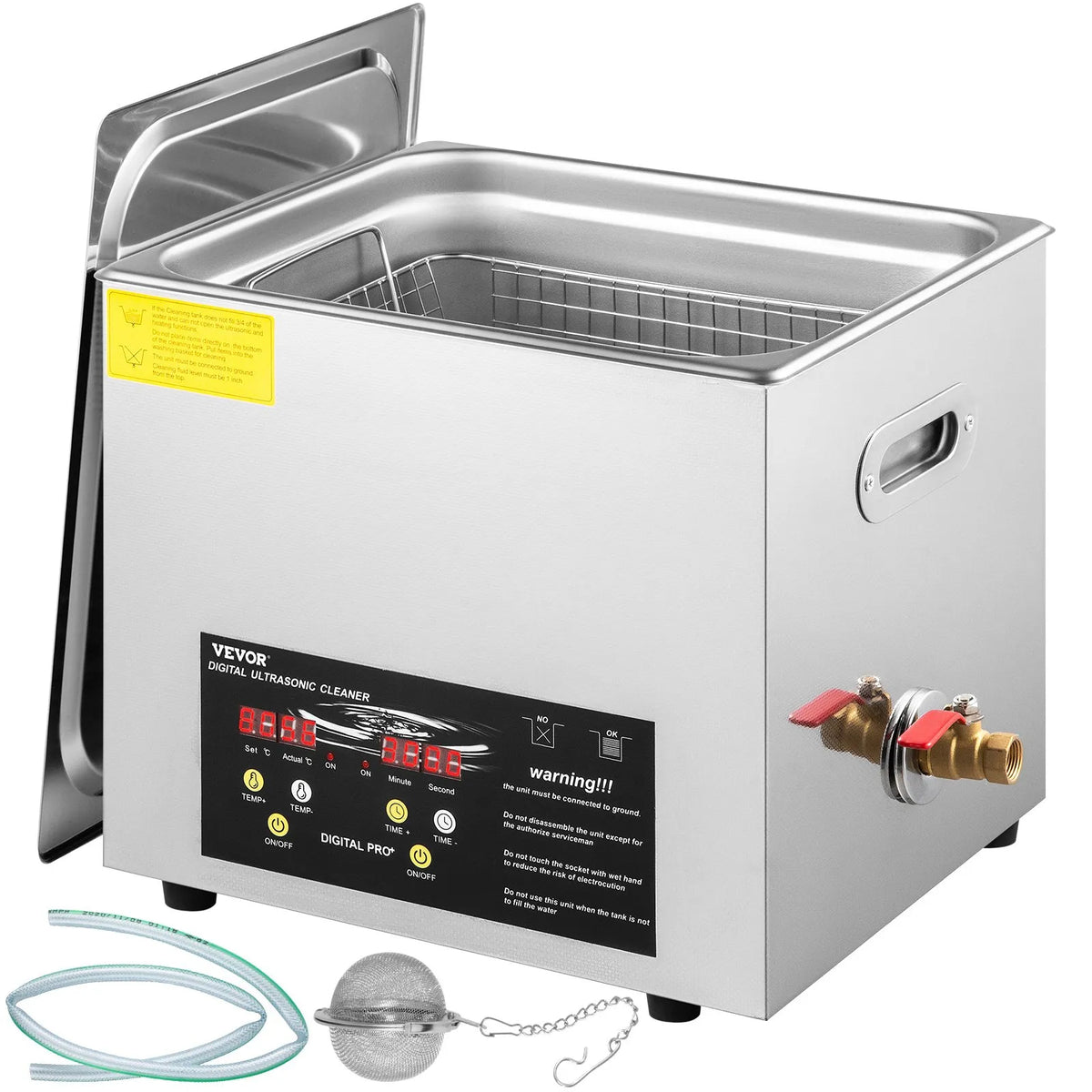 VEVOR 10 L Advanced Ultrasonic Cleaner (400 W Heater, 240 W Ultrasonic Power), Professional Digital Laboratory Ultrasonic Cleaner with Heater and Timer for Parts and Instruments Cleaning