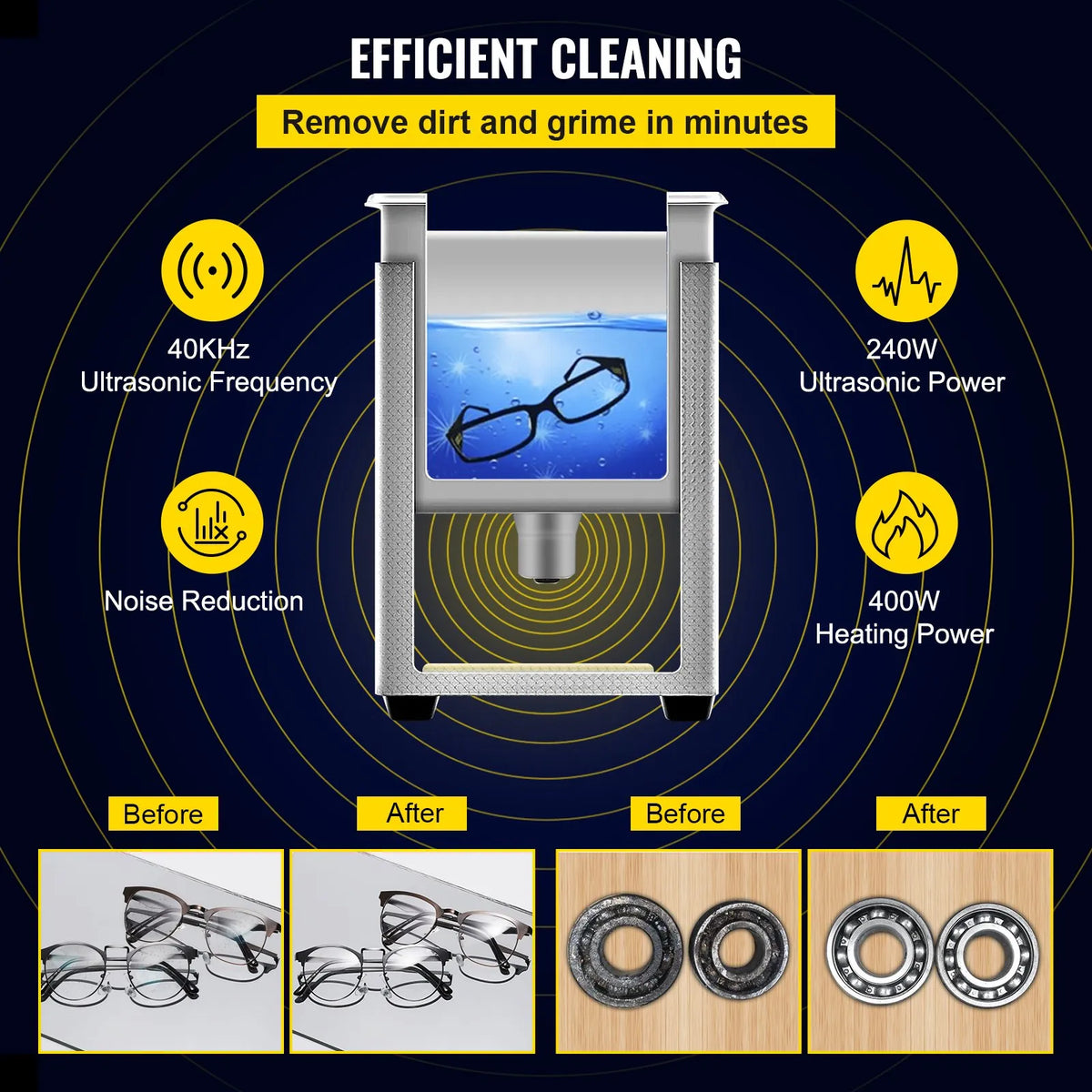 VEVOR 10 L Advanced Ultrasonic Cleaner (400 W Heater, 240 W Ultrasonic Power), Professional Digital Laboratory Ultrasonic Cleaner with Heater and Timer for Parts and Instruments Cleaning