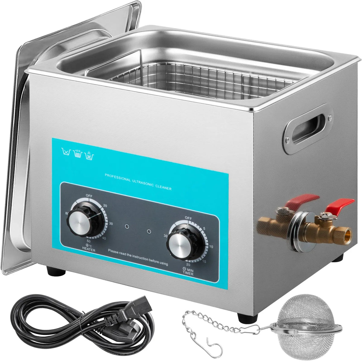 VEVOR 10 l Ultrasonic Cleaner, Jewellery Cleaner with Heater Timer and Basket Control, for Jewellery, Glasses, Rings, Dentures and Musical Instruments