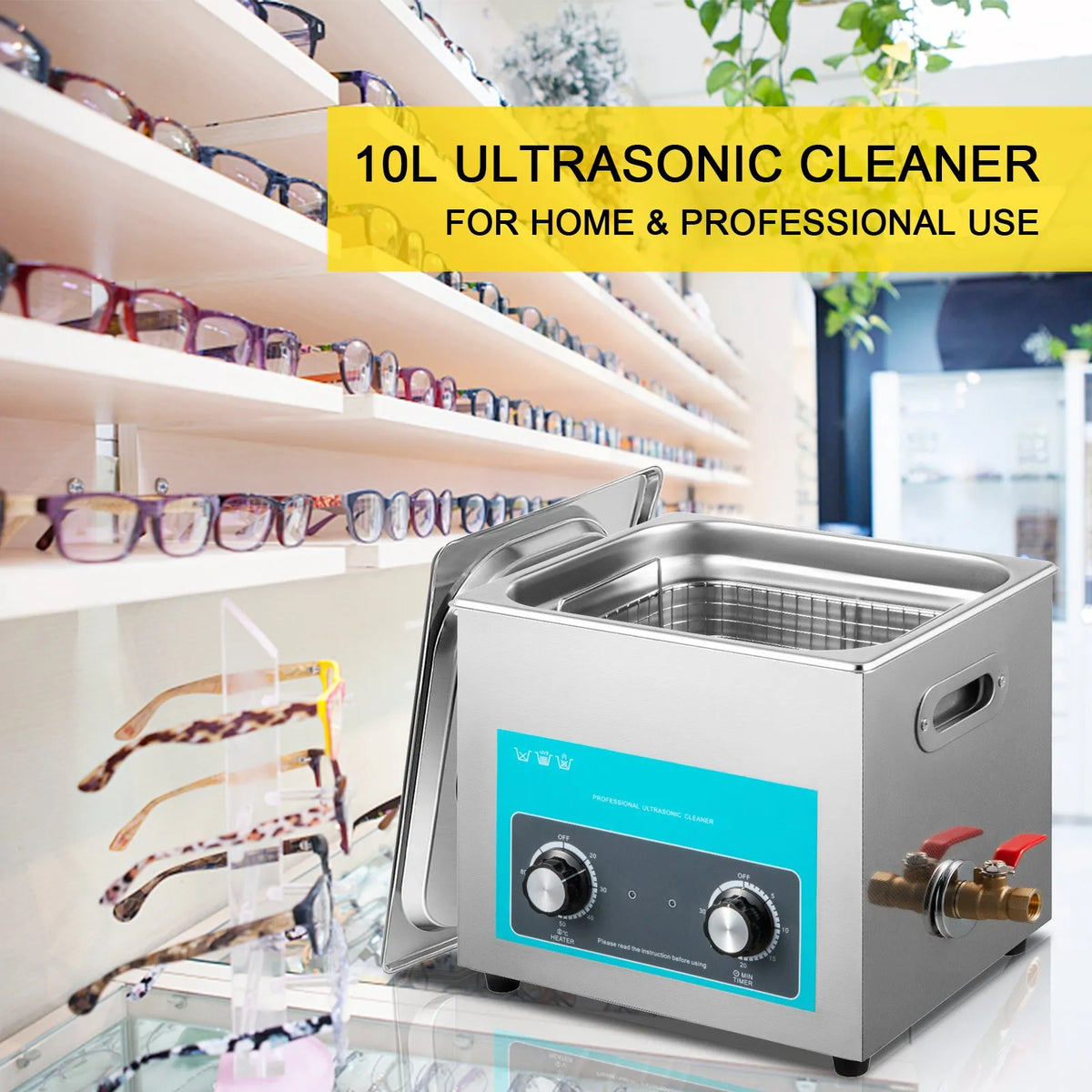 VEVOR 10 l Ultrasonic Cleaner, Jewellery Cleaner with Heater Timer and Basket Control, for Jewellery, Glasses, Rings, Dentures and Musical Instruments
