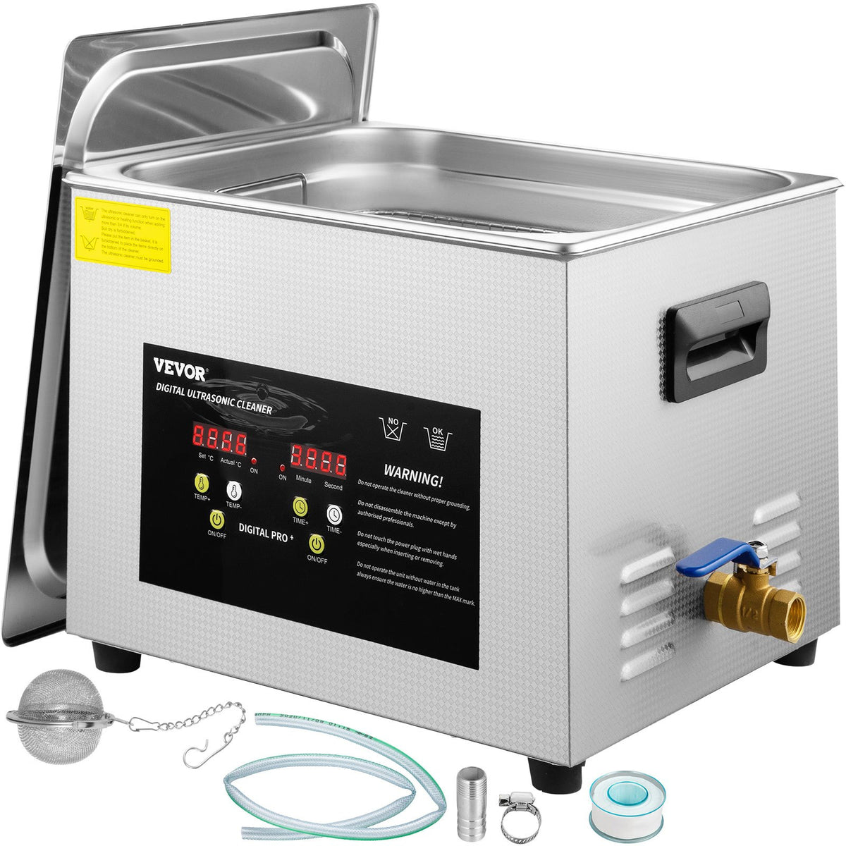 VEVOR 15 L Advanced Ultrasonic Cleaner (600 W Heater, 360 W Ultrasonic) Professional Digital Laboratory Parts Cleaner with Heating and Timer for Glass and Dental Instruments Cleaning