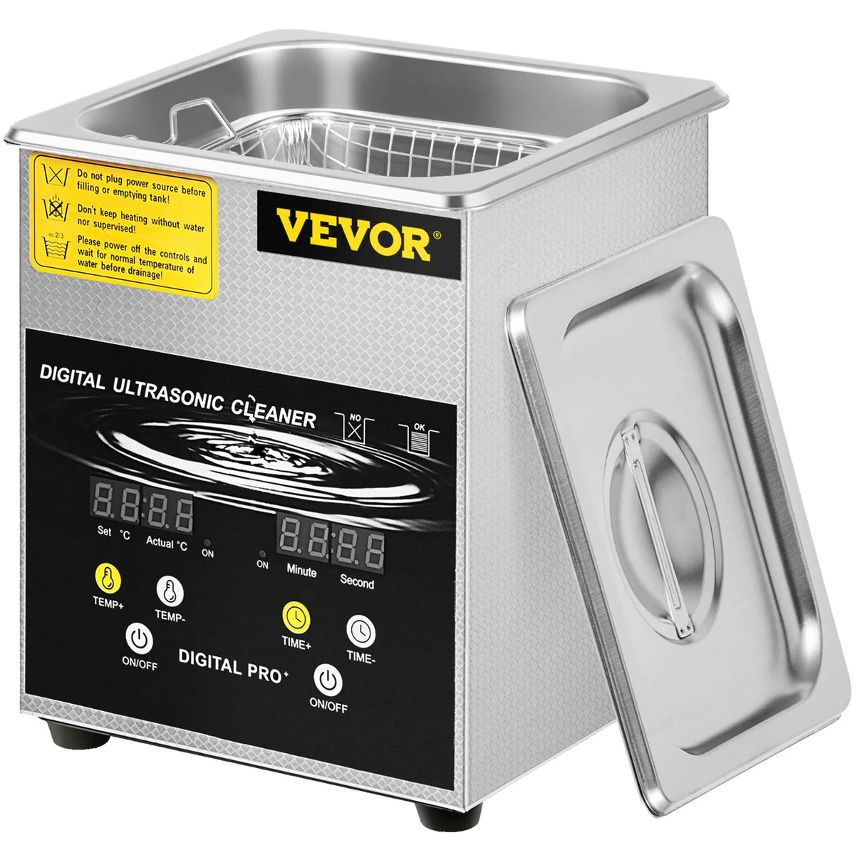 VEVOR 2 L Advanced Ultrasonic Cleaner (100 W Heater, 60 W Ultrasonic), Professional Digital Laboratory Ultrasonic Parts Cleaner with Heating and Timer for Jewellery, Glasses and Parts Cleaning
