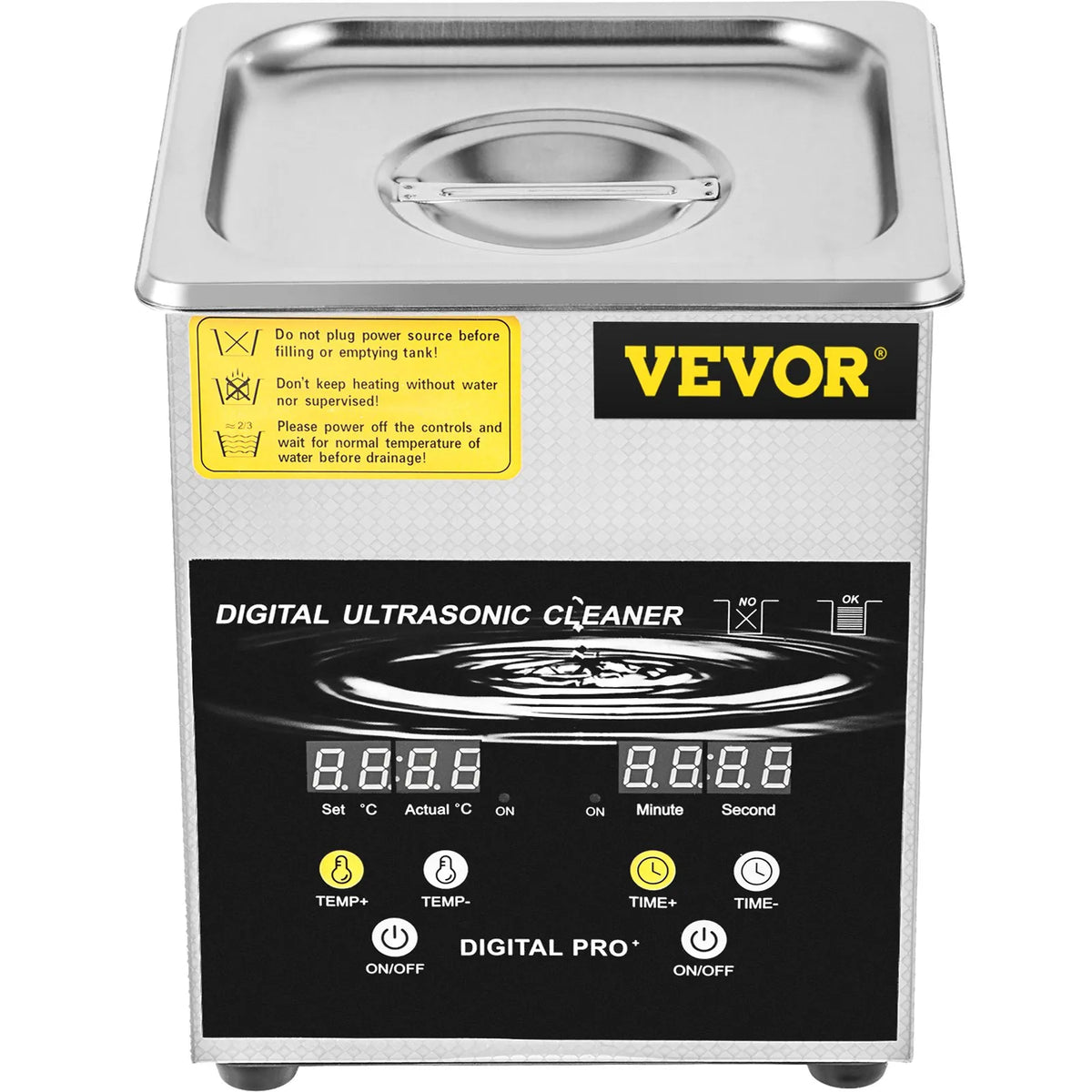 VEVOR 2 L Advanced Ultrasonic Cleaner (100 W Heater, 60 W Ultrasonic), Professional Digital Laboratory Ultrasonic Parts Cleaner with Heating and Timer for Jewellery, Glasses and Parts Cleaning