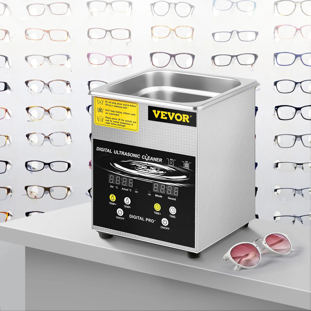 VEVOR 2 L Advanced Ultrasonic Cleaner (100 W Heater, 60 W Ultrasonic), Professional Digital Laboratory Ultrasonic Parts Cleaner with Heating and Timer for Jewellery, Glasses and Parts Cleaning