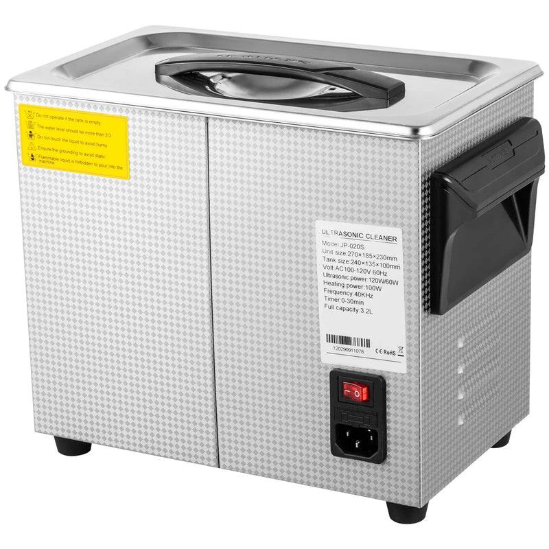 VEVOR 3,2 l ultraskaņas tīrītājs, digitāla ultraskaņas tīrīšanas iekārta ar sildītāju un taimeri rotaslietām, pulksteņiem, gredzeniem, zobārstniecības instrumentiem un stiklam