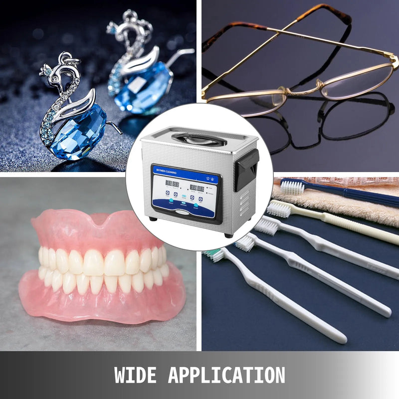 VEVOR 3,2 l ultraskaņas tīrītājs, digitāla ultraskaņas tīrīšanas iekārta ar sildītāju un taimeri rotaslietām, pulksteņiem, gredzeniem, zobārstniecības instrumentiem un stiklam