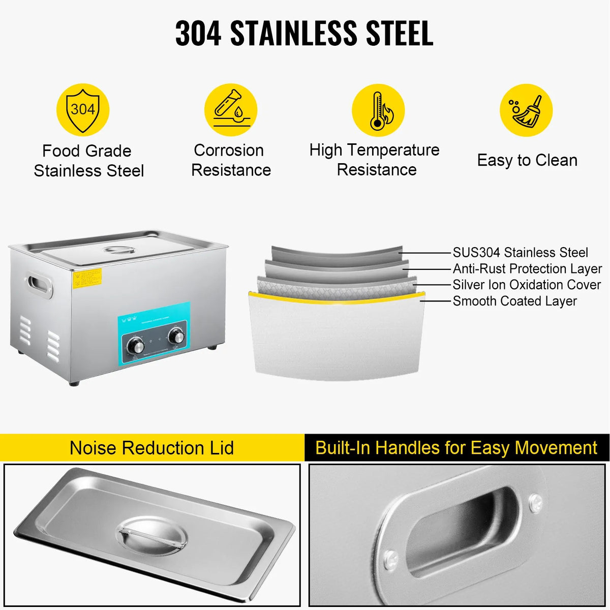 VEVOR 30 l Ultrasonic Cleaner, Jewellery Cleaner with Heating and Timer, Mechanical Control, for Jewellery, Glasses, Rings, Dentures and Musical Instruments