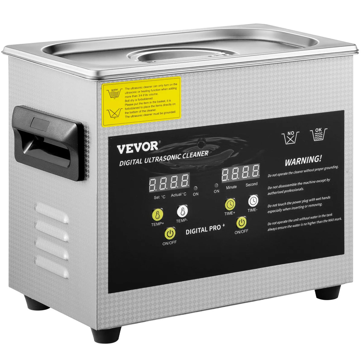 VEVOR 3 L Advanced Ultrasonic Cleaner (200 W Heating, 120 W Ultrasonic), Professional Digital Laboratory Ultrasonic Parts Cleaning Machine with Heating and Timer for Jewellery, Glasses and Parts Cleaning