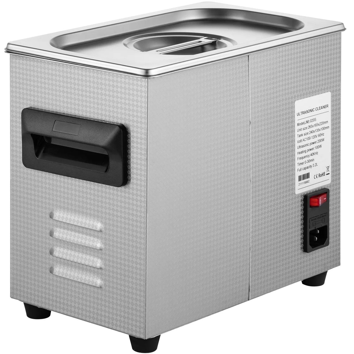 VEVOR 3 L Advanced Ultrasonic Cleaner (200 W Heating, 120 W Ultrasonic), Professional Digital Laboratory Ultrasonic Parts Cleaning Machine with Heating and Timer for Jewellery, Glasses and Parts Cleaning