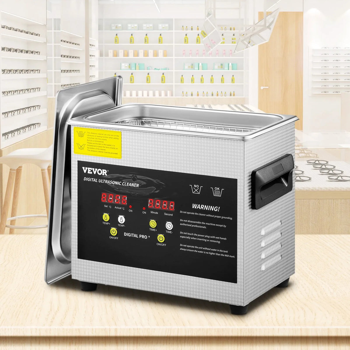 VEVOR 3 L Advanced Ultrasonic Cleaner (200 W Heating, 120 W Ultrasonic), Professional Digital Laboratory Ultrasonic Parts Cleaning Machine with Heating and Timer for Jewellery, Glasses and Parts Cleaning
