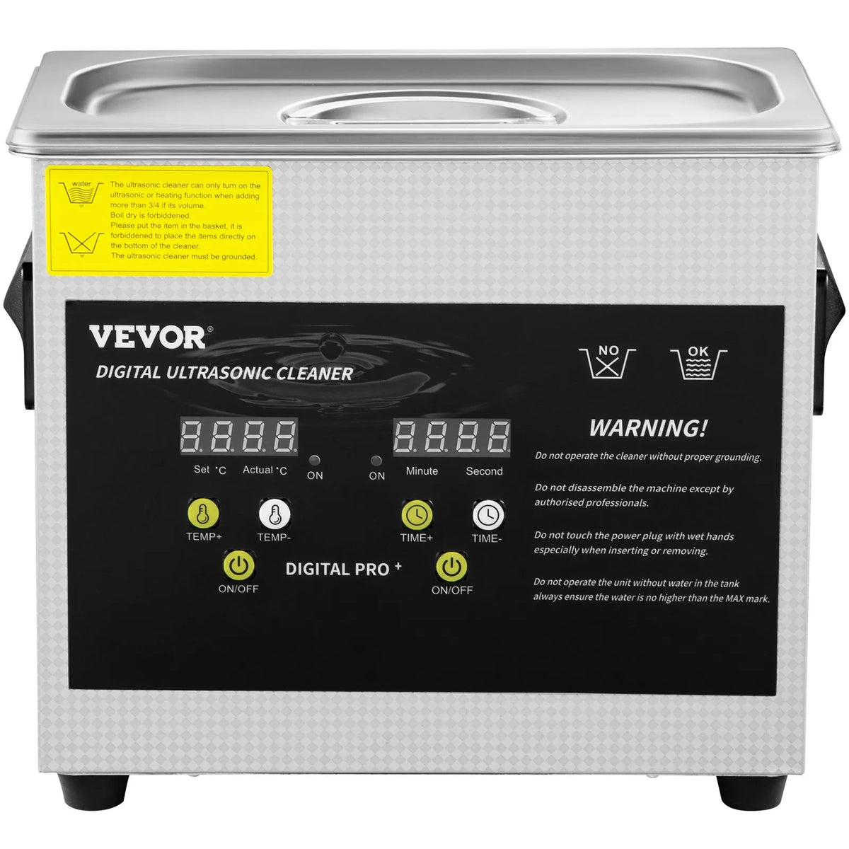 VEVOR 3 L Advanced Ultrasonic Cleaner (200 W Heating, 120 W Ultrasonic), Professional Digital Laboratory Ultrasonic Parts Cleaning Machine with Heating and Timer for Jewellery, Glasses and Parts Cleaning