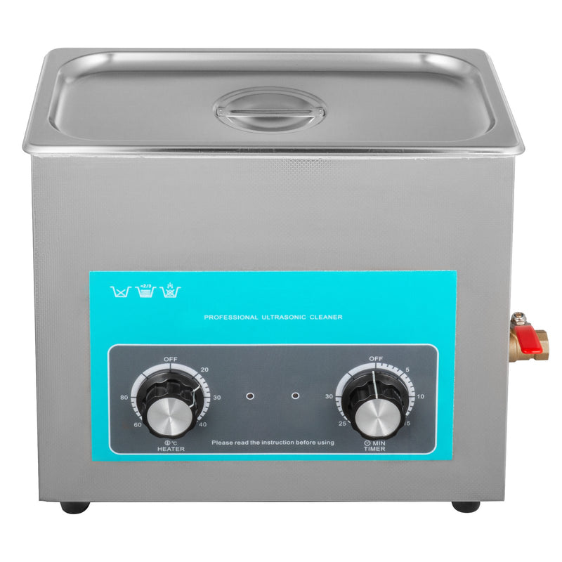 VEVOR 6,5 l ultraskaņas tīrītājs ar sildītāju un taimeri ar mehānisko vadību – piemērots rotaslietām, brillēm, gredzeniem, zobu protēzēm, mūzikas instrumentiem