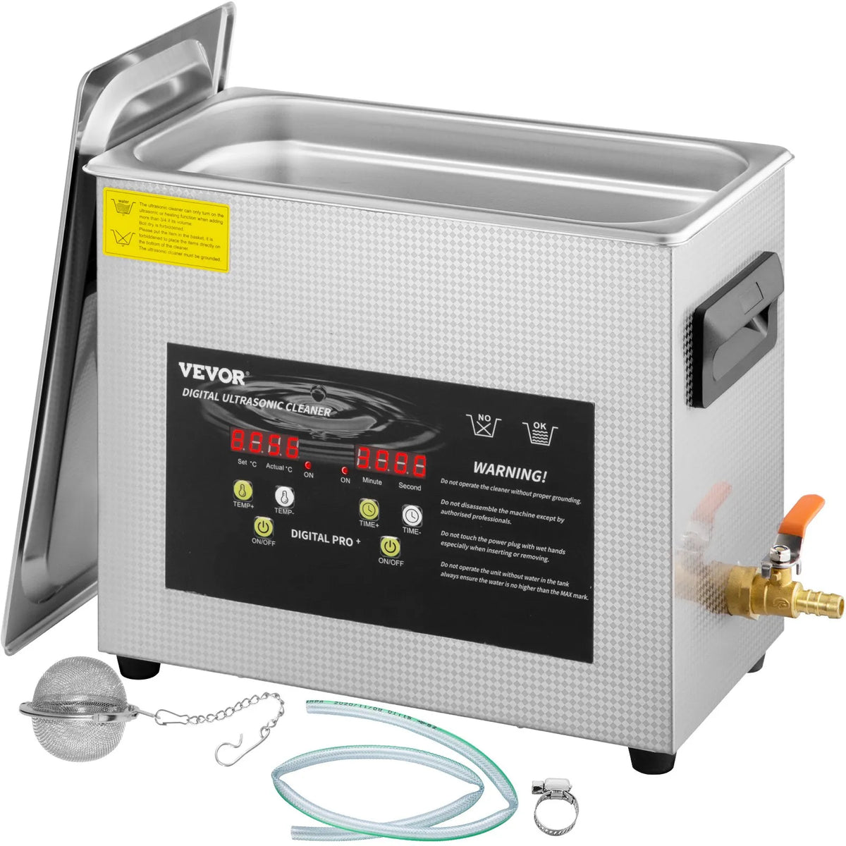 VEVOR 6 L Advanced Ultrasonic Cleaner (400 W Heater, 180 W Ultrasonic) Professional Digital Laboratory Ultrasonic Parts Cleaner with Heating Function and Timer for Jewellery, Glasses and Instruments Cleaning