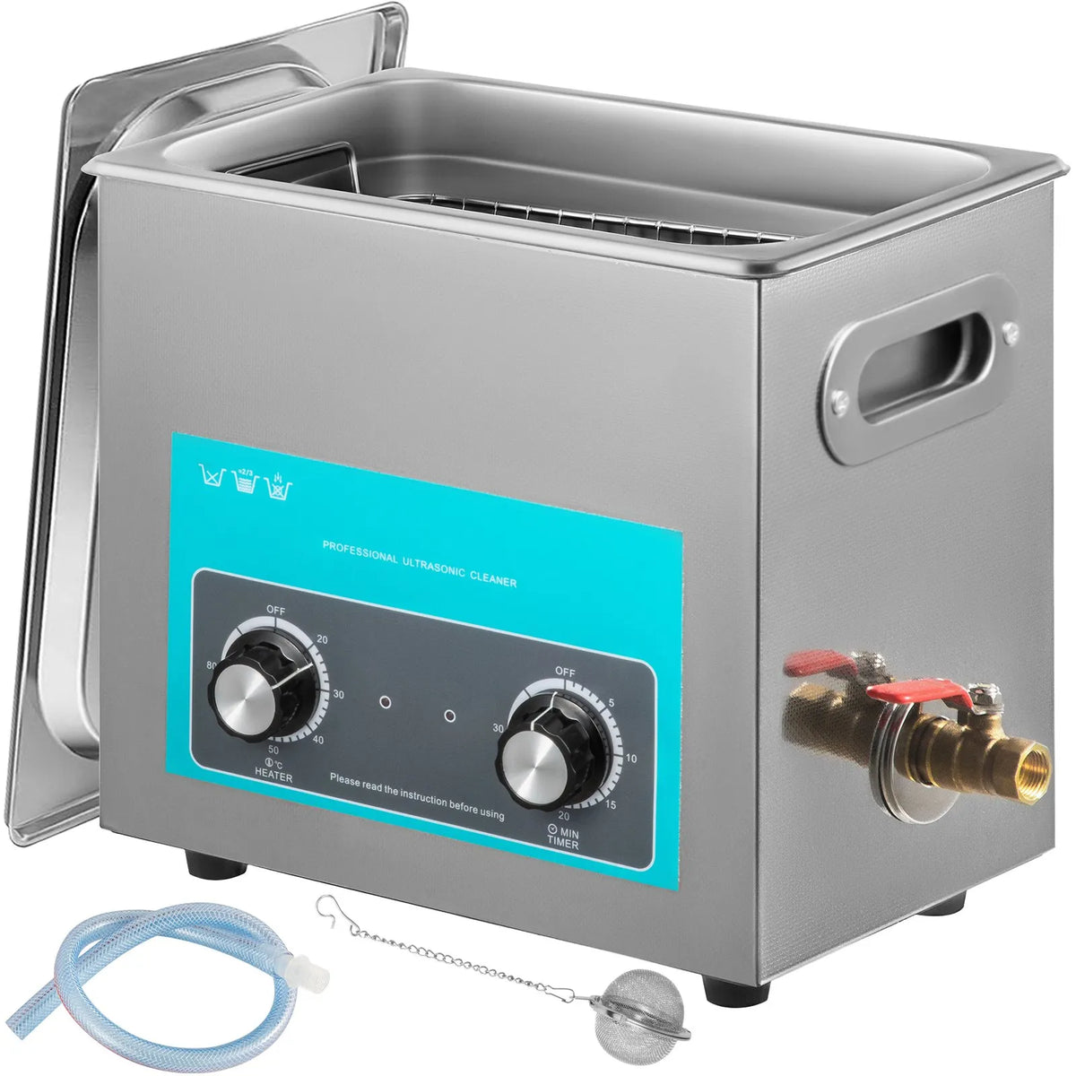 VEVOR 6 L Ultrasonic Cleaner with Heater and Timer, Professional Grade 304 Stainless Steel Cleaning Machine with Manual Control for Jewellery, Glasses, Watches, Dentures, Small Parts and Dental Instruments