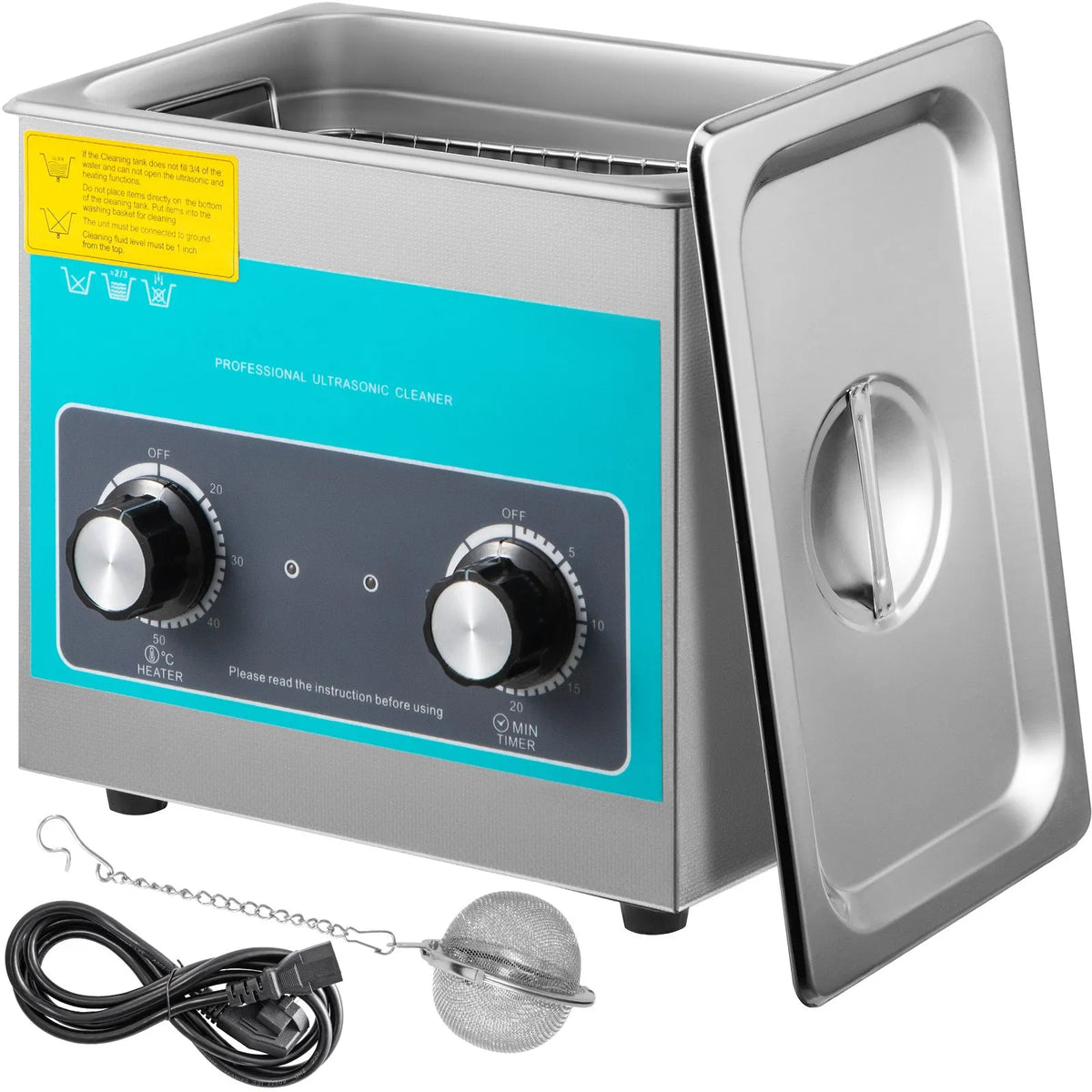 VEVOR Ultrasonic Cleaner with Mechanical Control 3 L, 40 kHz Ultrasonic Cleaning Machine with Button Control, 304 Stainless Steel Ultrasonic Cleaner with Heating and Timer for Jewellery, Glasses and Watch Cleaning