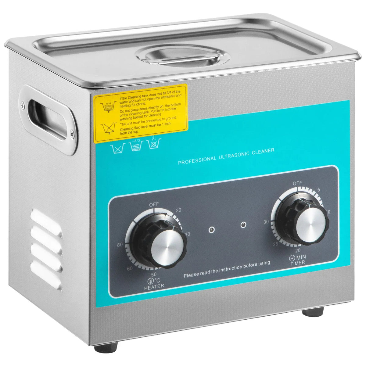 VEVOR Ultrasonic Cleaner with Mechanical Control 3 L, 40 kHz Ultrasonic Cleaning Machine with Button Control, 304 Stainless Steel Ultrasonic Cleaner with Heating and Timer for Jewellery, Glasses and Watch Cleaning