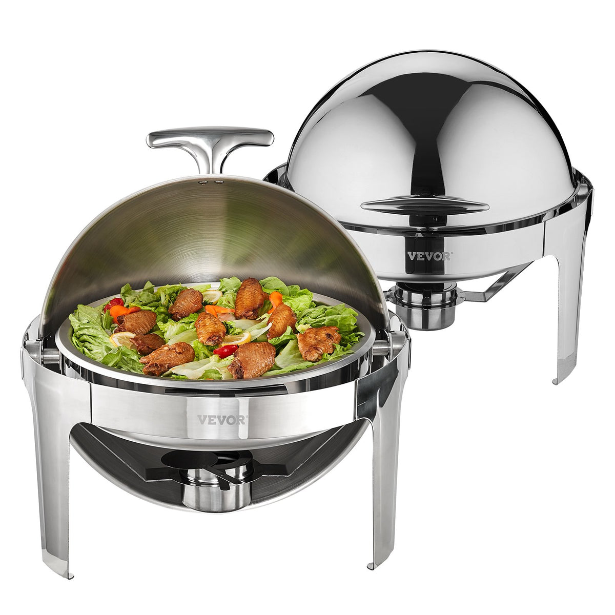 VEVOR Buffet Food Warmer Set Roll-Top 2 × 6 l with 2 Full-Size GN Pans and Burner Holder
