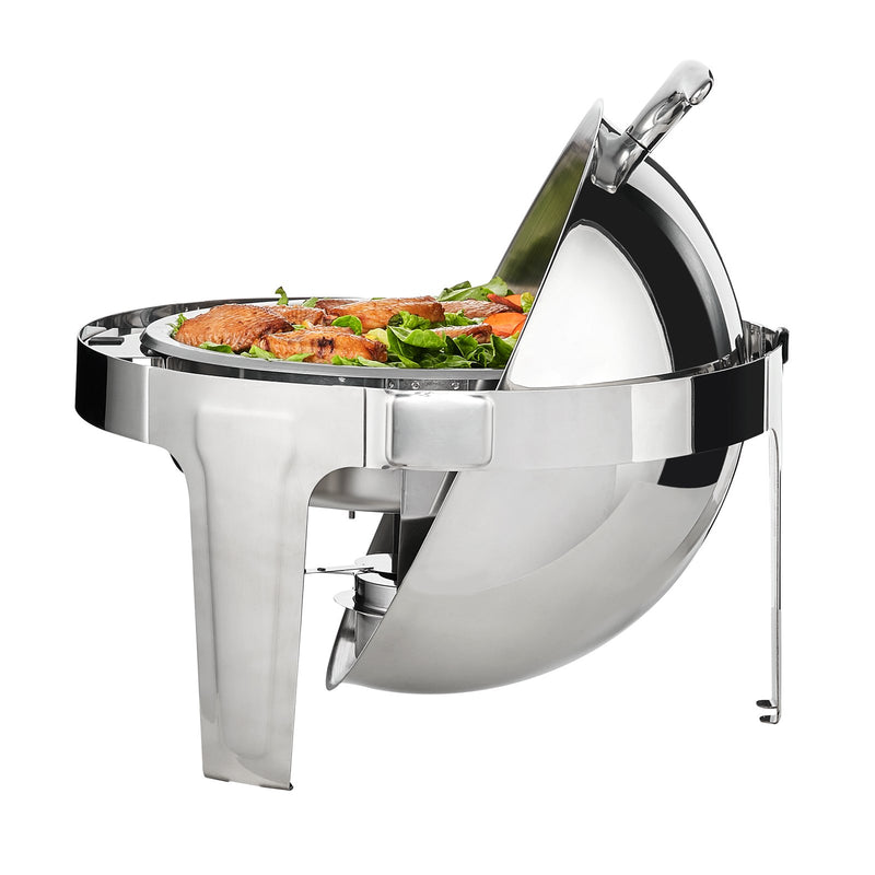 VEVOR Roll Top Chafing Dish komplekts, 2 x 6 l, nerūsējošais tērauds, ar 2 pilna izmēra pannām un degvielas turētāju