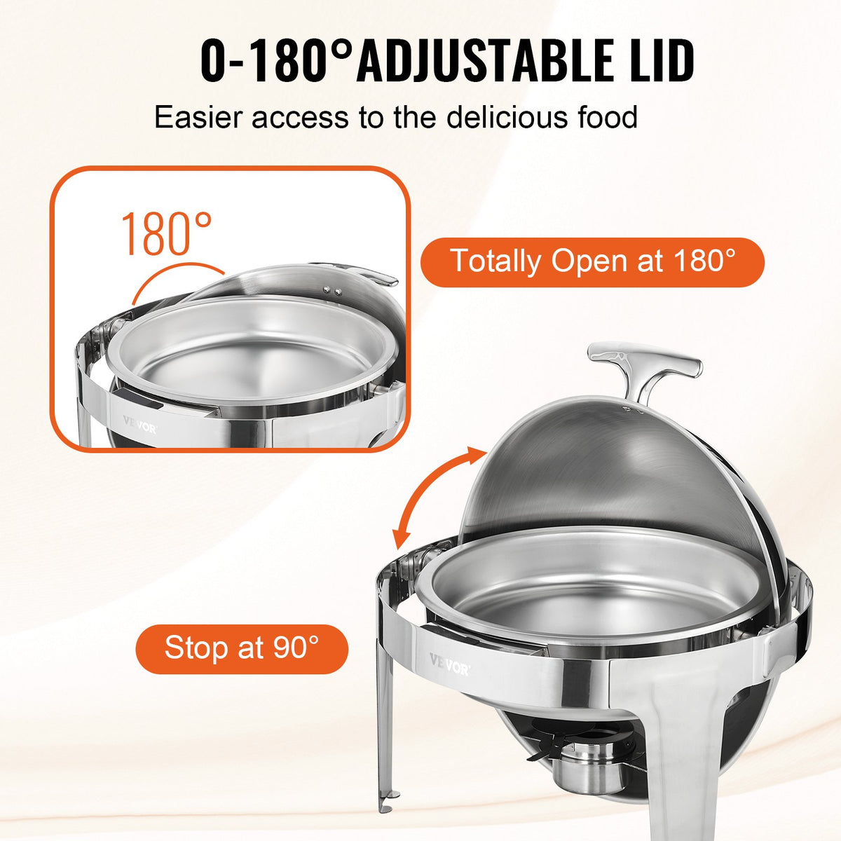 VEVOR Buffet Food Warmer Set Roll-Top 2 × 6 l with 2 Full-Size GN Pans and Burner Holder