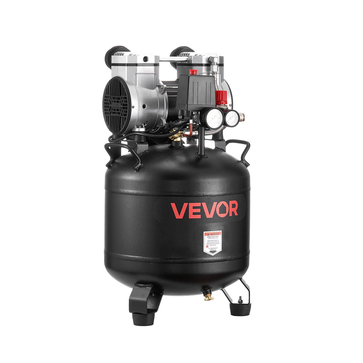 VEVOR 30 l air compressor, 1.5 kW, 113 l/min at 6.2 bar, max pressure 10 bar, oil-free, for car repair, tyre inflation, painting and wood nailing