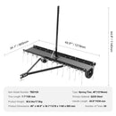 VEVOR piekabināms zāliena skarifikators, 122 cm darba platums, ar 24 atsperu tērauda zariem, zāliena skarifikatora grābeklis ATV vai zāliena pļāvējam, piekabināms zāliena grābeklis ar pacelšanas rokturi dārzam, saimniecībai un zālienam
