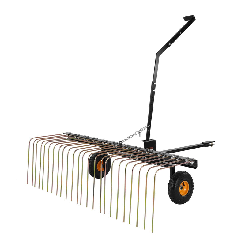 VEVOR piekabināms zāles iztīrītājs, 152 cm zāles iztīrītāja grābeklis ATV vai zāles pļāvējam, 24 dakšas