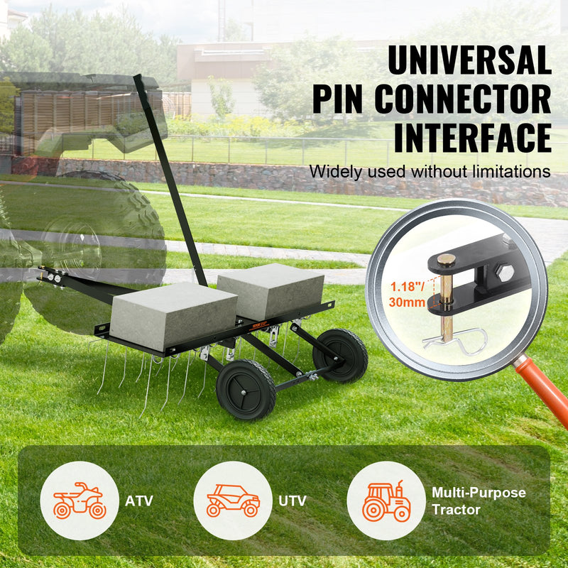 VEVOR piekabināms zāles iztīrītājs, 101,6 cm zāles iztīrītāja grābeklis ATV vai zāles pļāvējam, 20 dakšas