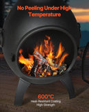 VEVOR čimineja, 46 cm āra malkas ugunskura kamīns, sfērisks dizains grilēšanai un sildīšanai, āra ugunskura kamīns ar grila sietu, skursteņa pārvalku un rūsas izturīgu vāku, terasei, dārzam un pagalmam