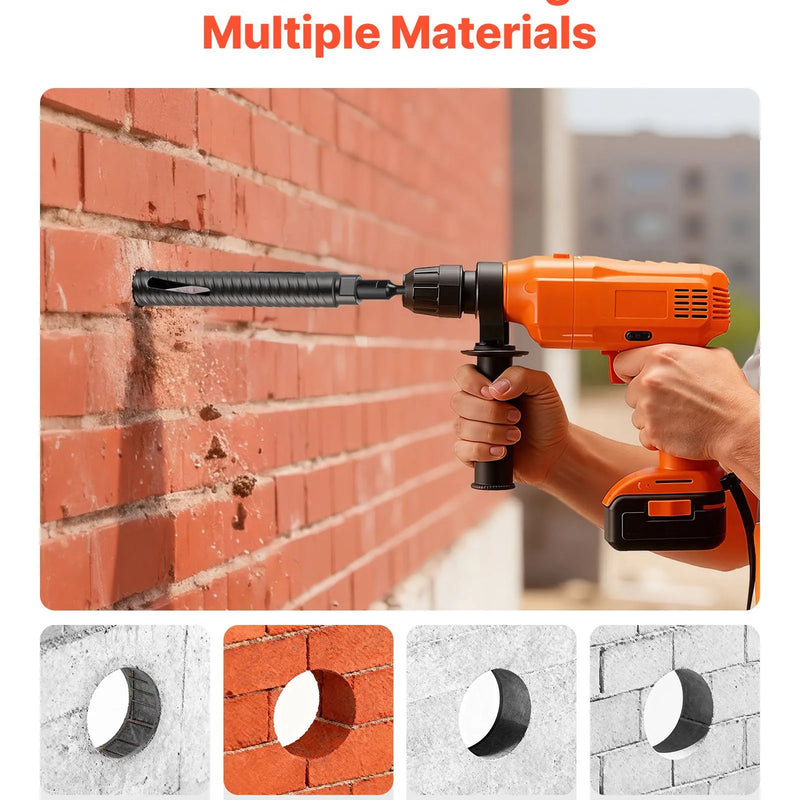 VEVOR dimanta kroņurbis, 38 mm diametrs, 241 mm urbšanas dziļums, M16 iekšējā vītne, sausās urbšanas kroņurbis ar 3 adapteriem, vadurbīti un sešstūra atslēgu, paredzēts dzelzsbetonam, sarkanajiem ķieģeļiem un mūra materiāliem