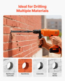VEVOR dimanta kroņurbis sausajai urbšanai, diametrs 25 mm, urbšanas dziļums 241 mm, M16 iekšējā vītne, komplektā 3 adapteri, centrurbis un sešstūra atslēga dzelzsbetonam, ķieģeļiem un mūrim