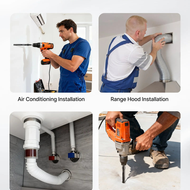 VEVOR dimanta kroņurbis sausajai urbšanai, diametrs 25 mm, urbšanas dziļums 241 mm, M16 iekšējā vītne, komplektā 3 adapteri, centrurbis un sešstūra atslēga dzelzsbetonam, ķieģeļiem un mūrim